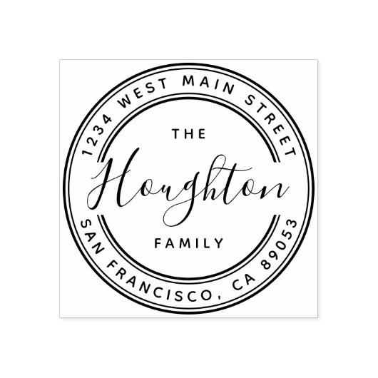 独自のファミリ名を作成ラウンド差出人住所 ラバースタンプ (インプリント)