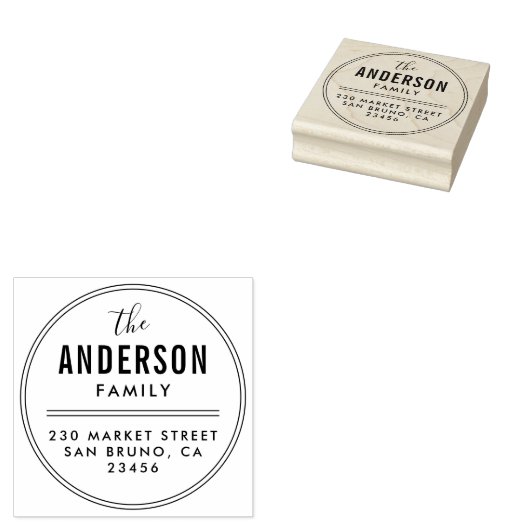 独自のファミリ名を作成ラウンド差出人住所 ラバースタンプ (押印)