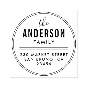 独自のファミリ名を作成ラウンド差出人住所 ラバースタンプ