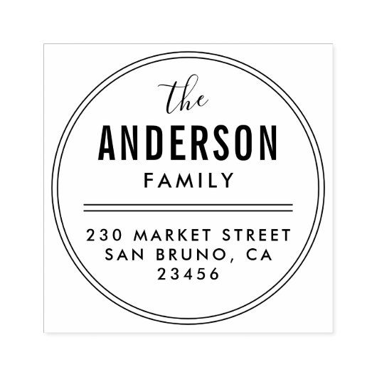 独自のファミリ名を作成ラウンド差出人住所 ラバースタンプ (インプリント)