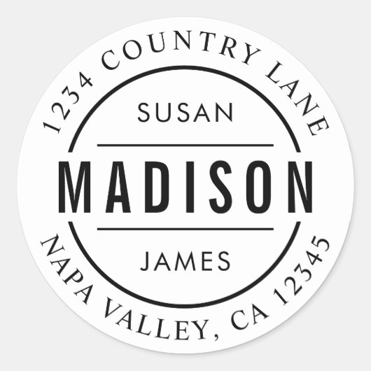 独自のファミリ名を作成差出人住所 ラウンドシール (正面)