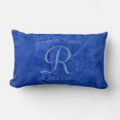 独自のファミリ名を青で作成 ランバークッション (正面)