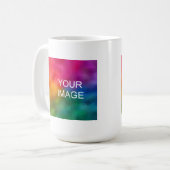 独自のフォトイメージ文字のビジネスロゴの追加モダン コーヒーマグカップ (正面左)