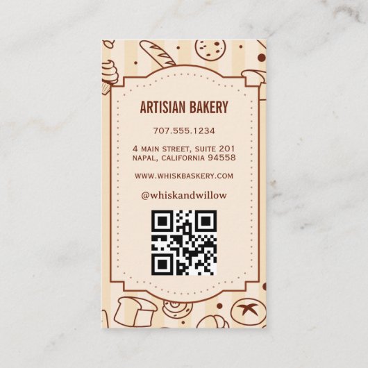 独自のフォトカスタムベーカリーシェフの作成 名刺 (裏面)