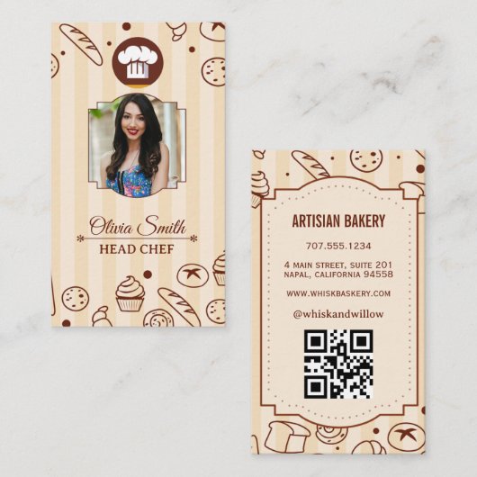 独自のフォトカスタムベーカリーシェフの作成 名刺 (正面/裏面)