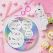 独自のフォトカスタム文字パステル虹を作成 ペーパープレート (パーティー)