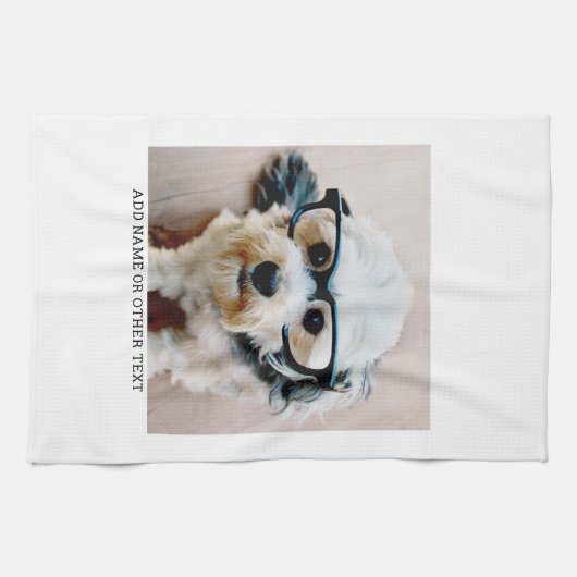 独自のフォトギャラリ独身のーを白に縁ど作成 キッチンタオル (横)