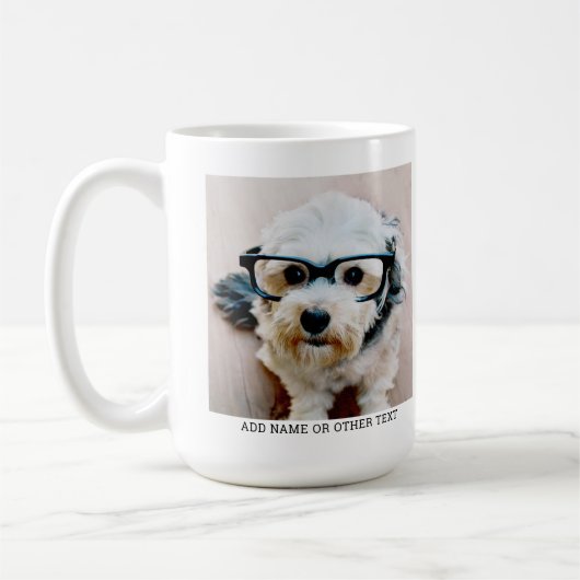 独自のフォトギャラリ独身のーを白に縁ど作成 コーヒーマグカップ (左)