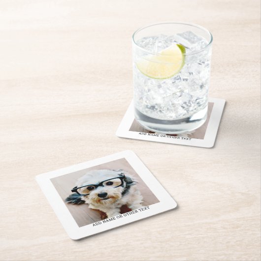 独自のフォトギャラリ独身のーを白に縁ど作成 スクエアペーパーコースター (インサイチュ)