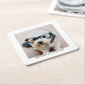 独自のフォトギャラリ独身のーを白に縁ど作成 スクエアペーパーコースター (アングル)