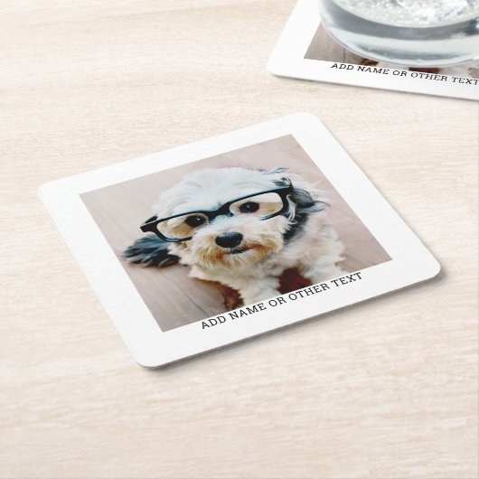 独自のフォトギャラリ独身のーを白に縁ど作成 スクエアペーパーコースター (アングル)