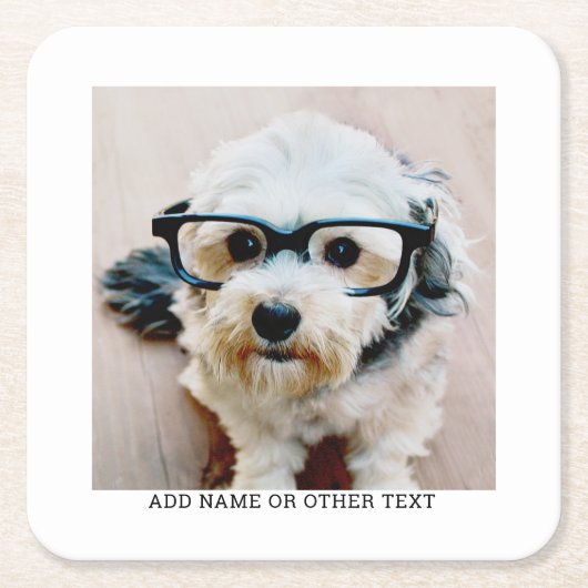 独自のフォトギャラリ独身のーを白に縁ど作成 スクエアペーパーコースター (正面)