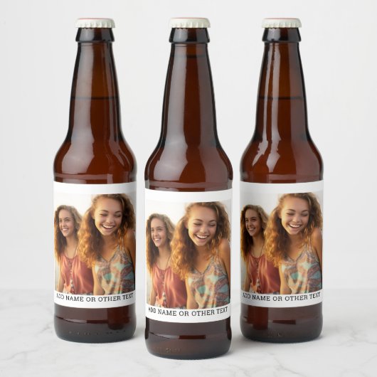 独自のフォトギャラリ独身のーを白に縁ど作成 ビールラベル (ボトル)