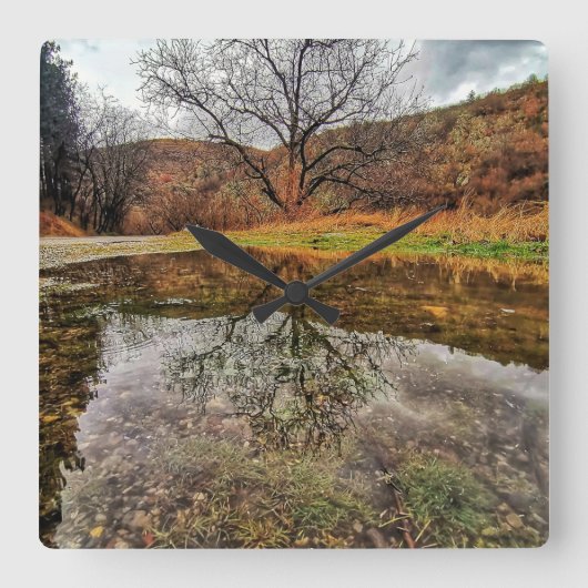 独自のフォトクロックを作成，テンプレート,シンプル スクエア壁時計 (正面)