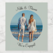 独自のフォトグリーン婚約名のカップルの作成 ワインラベル (シングルラベル)