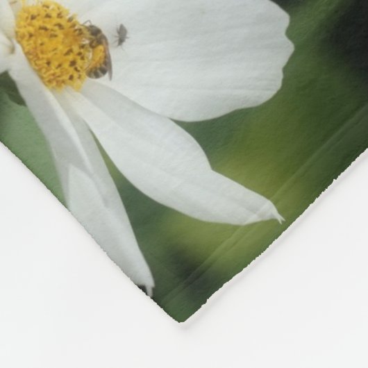 独自のフォトコスモスの花と蜂のフレームを作成 フリースブランケット (角)