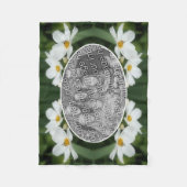 独自のフォトコスモスの花と蜂のフレームを作成 フリースブランケット (正面)