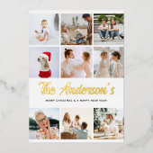 独自のフォトコラージュのクリスマス金ゴールドの作成 箔シーズンカード (正面)