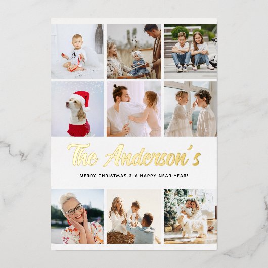 独自のフォトコラージュのクリスマス金ゴールドの作成 箔シーズンカード