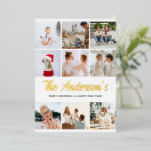 独自のフォトコラージュのクリスマス金ゴールドの作成 箔シーズンカード (立ち正面)