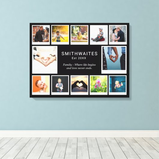 独自のフォトコラージュの作成テンプレートタイポグラフィ キャンバスプリント (インサイチュ (ウッドフロア))