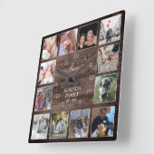 独自のフォトコラージュを作成する木材ローマ数字 スクエア壁時計 (傾斜)