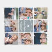 独自のフォトコラージュを作成する青 フリースブランケット (正面(横))