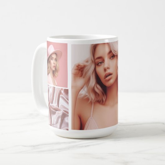 独自のフォトコラージュを作成する コーヒーマグカップ (正面左)