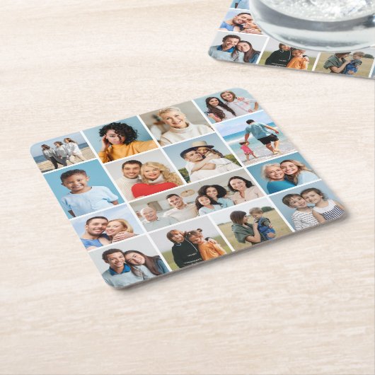 独自のフォトコラージュを作成する スクエアペーパーコースター (アングル)