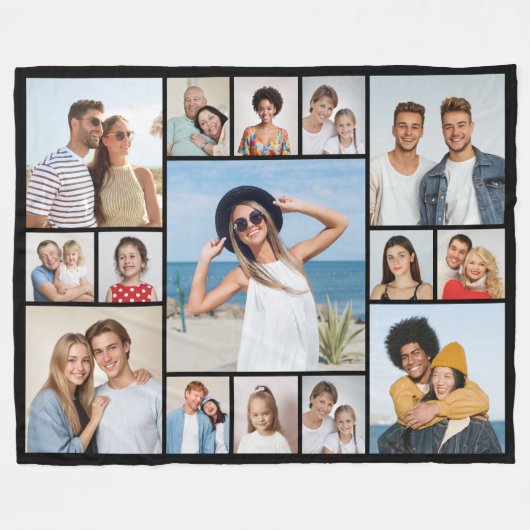 独自のフォトコラージュを作成する フリースブランケット (正面(横))