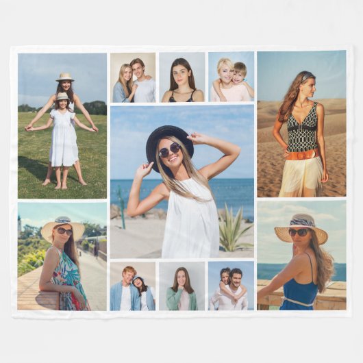 独自のフォトコラージュを作成する フリースブランケット (正面(横))