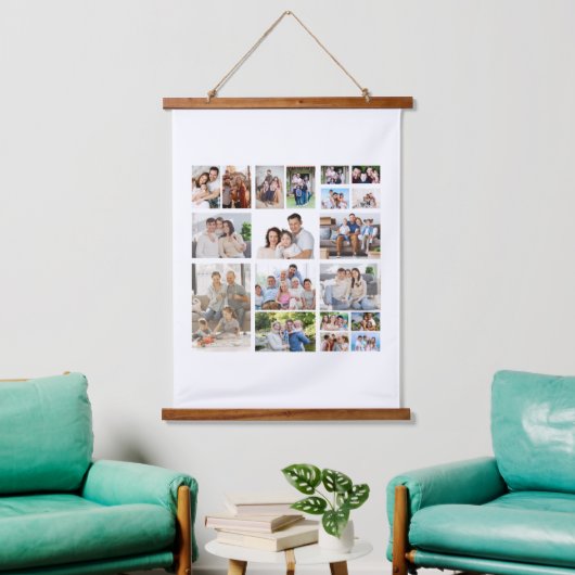 独自のフォトコラージュを作成する 吊り下げ型タペストリー (リビング)