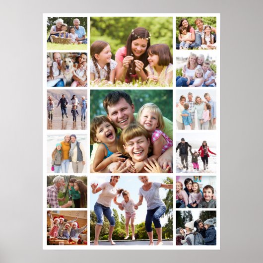 独自のフォトコラージュを作成15写真白 ポスター (正面)