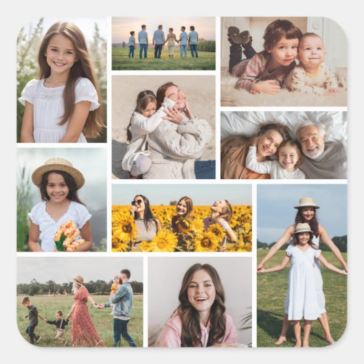 独自のフォトコラージュを作成 スクエアシール (正面)