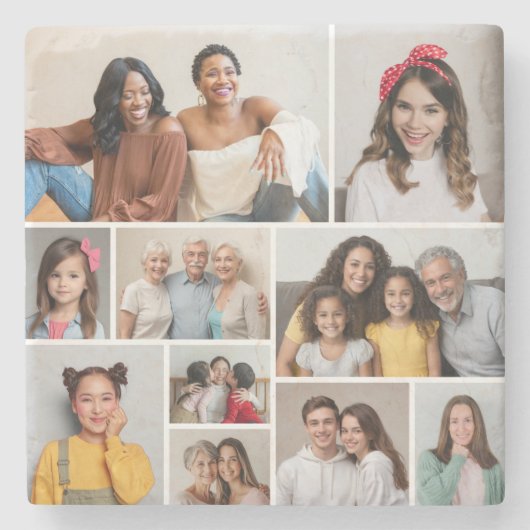 独自のフォトコラージュを作成 ストーンコースター (正面)