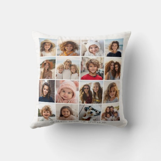独自のフォトコラージュを作成 – 16枚の写真 クッション (裏面)