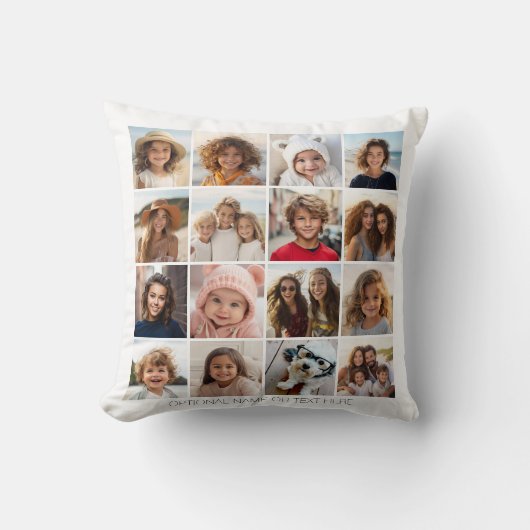 独自のフォトコラージュを作成 – 16枚の写真 クッション (正面)