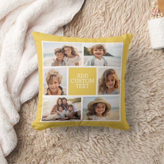 独自のフォトコラージュを作成 – 6枚の写真Monogram クッション (ブランケット)