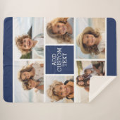 独自のフォトコラージュを作成 – 6枚の写真Monogram シェルパブランケット (正面(横))