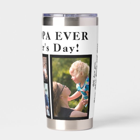 独自のフォトコラージュを作最高の成するgrandpa 保温保冷タンブラー (背面)