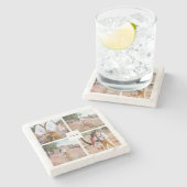 独自のフォトコラージュを結婚作成 ストーンコースター (横)