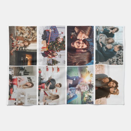 独自のフォトコラージュカスタム8枚の写真を作成する キッチンタオル (横)