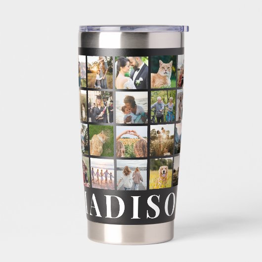 独自のフォトコラージュパーソナライズされたを作成する 保温保冷タンブラー (左面)