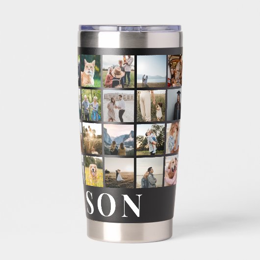 独自のフォトコラージュパーソナライズされたを作成する 保温保冷タンブラー (背面)
