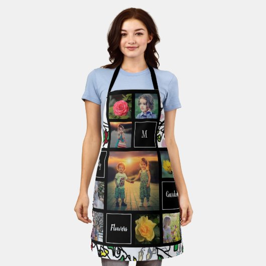 独自のフォトコラージュ庭園のエプロンを作成 エプロン (着用した状態)