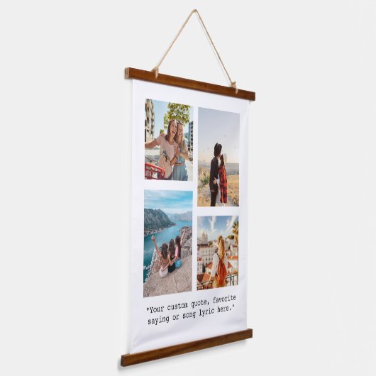 独自のフォトコラージュ引用文の作成 吊り下げ型タペストリー (傾斜あり)