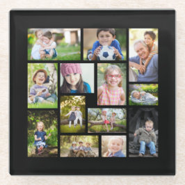 独自のフォトコラージュ数々のブラックを作成 ガラスコースター