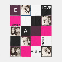 独自のフォトコラージュ毛布PINKモノグラムを作成 フリースブランケット