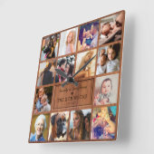 独自のフォトコラージュ素朴を作成する スクエア壁時計 (傾斜)