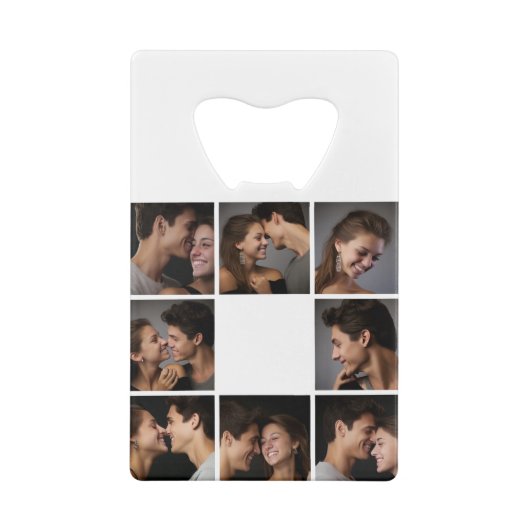 独自のフォトコラージュ結婚モノグラムの作成 クレジットカード栓抜き (裏面)